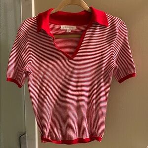 Philosophy Red and White Striped Knit Top